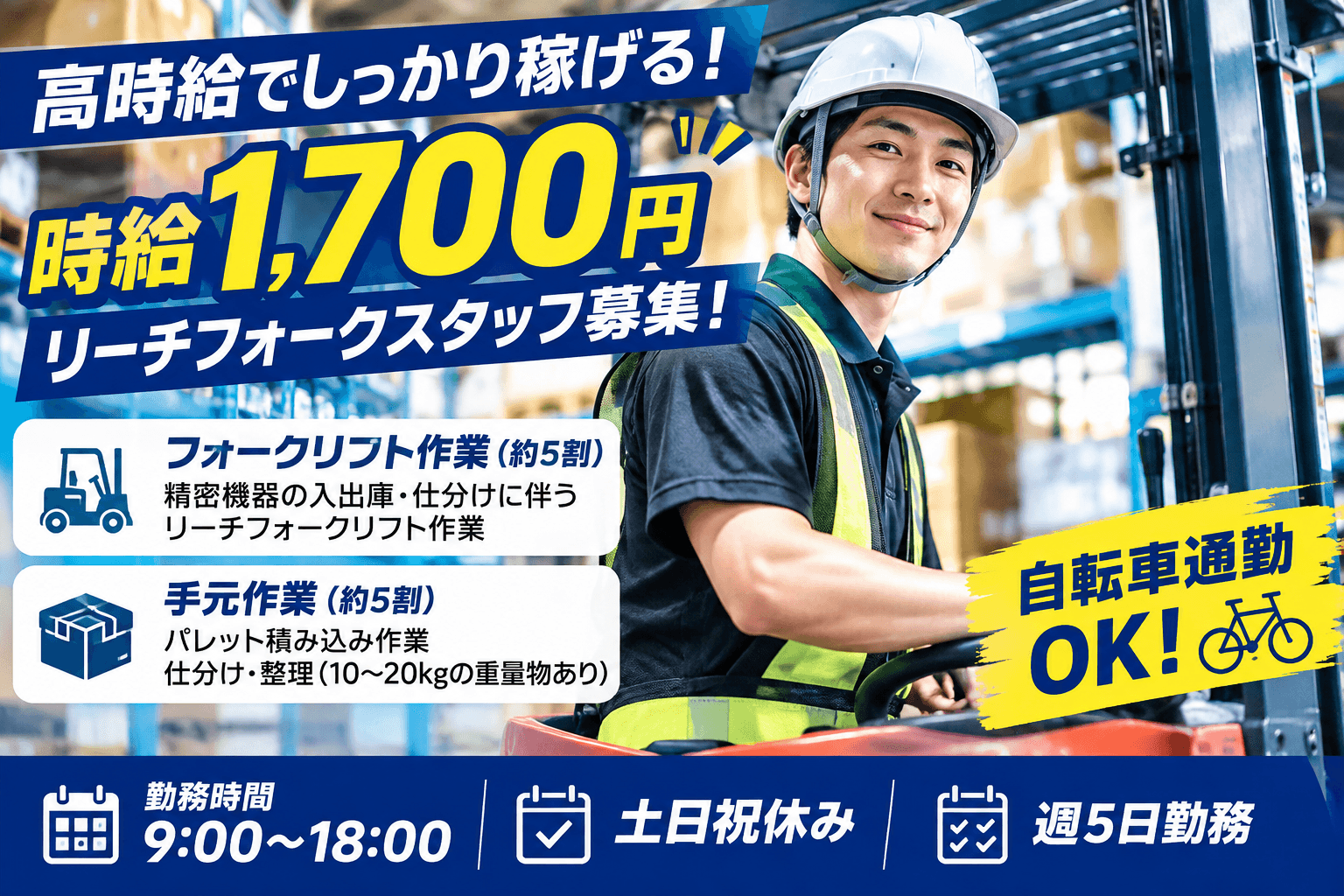 【品川】精密機器の入出庫、仕分けに伴うリーチフォーク作業