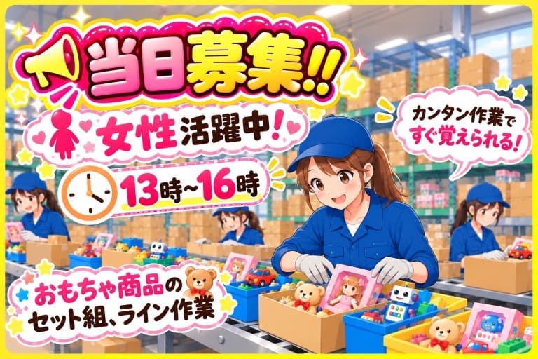 【川間】当日募集!難しい作業なし!お菓子などギフト商品のセット組・ライン作業のお仕事